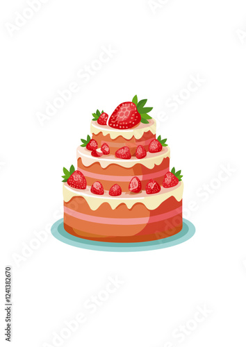vektor grafik einer leckeren Erdbeere Torte mit sahne creme