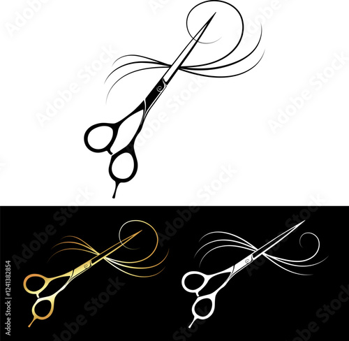 Hairstylist scissors and curl, design for beauty salon