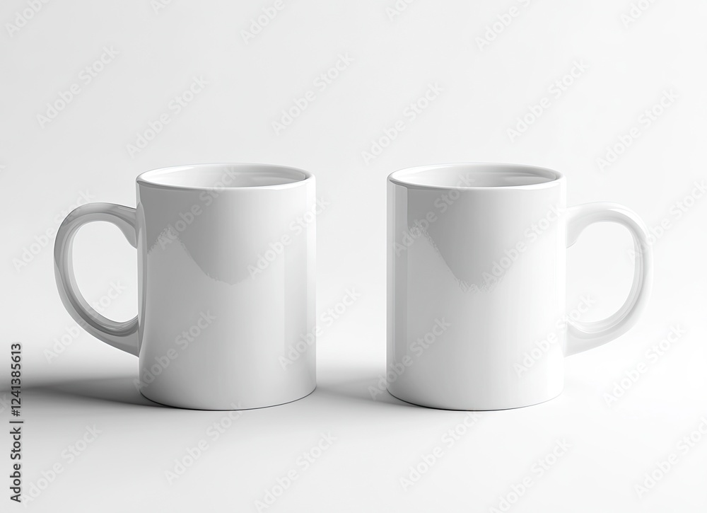 2 white coffee mugs mockup, plain background, front view, no text or design on the mugs, high resolution, professional photograph, studio lighting, sharp focus, highly detailed. 2 white coffee mugs mockup, plain background, front view, no text or design on the mugs, high resolution, professional photograph, studio lighting, sharp focus, highly detailed.