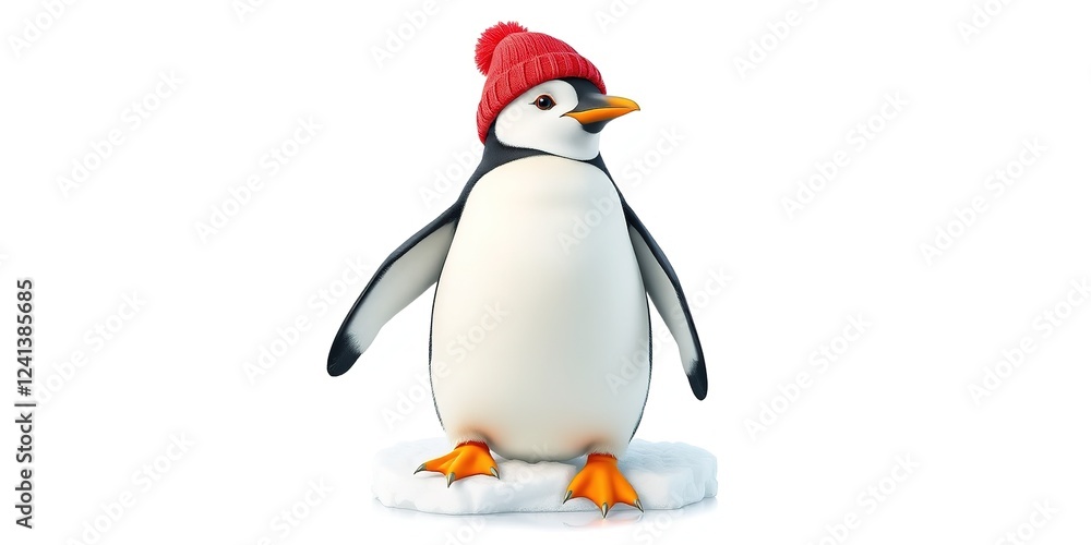 Obraz premium Arctic Antics: Penguin in Winter Wares