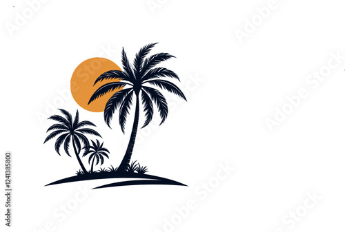 palm tree silhouette logo vector line art logo design