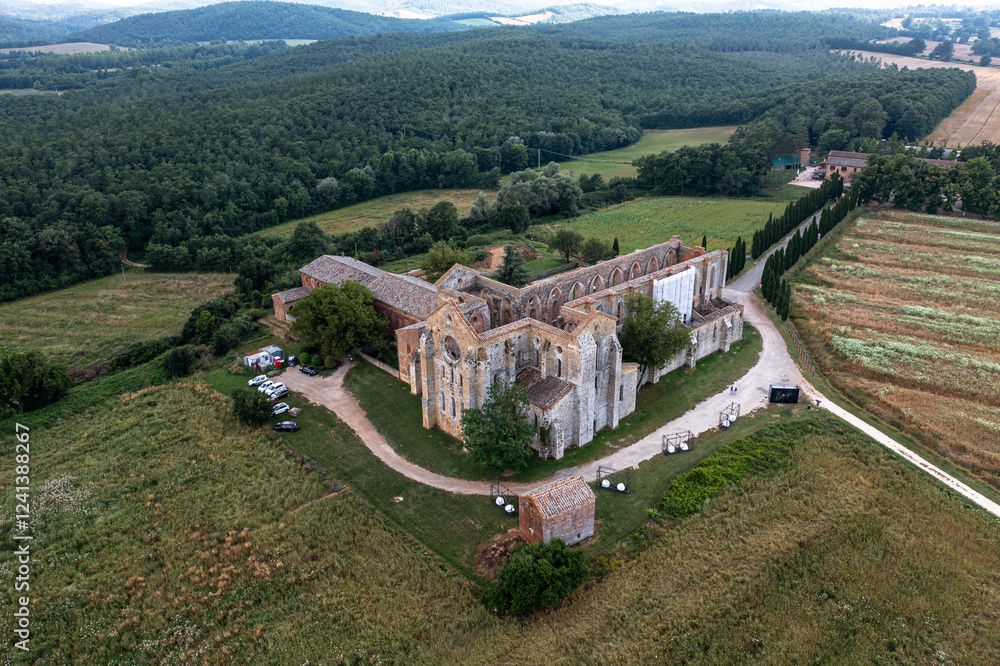 ruins of the Abbey of San Galgano. Italy. August 2024