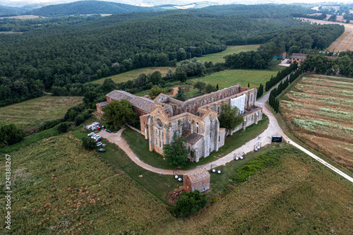 Obraz na płótnie ruins of the Abbey of San Galgano. Italy. August 2024 w salonie