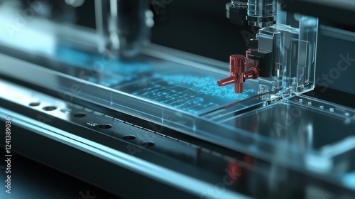 A closeup of a micropump system attached to a chip showing the mechanism responsible for controlling fluid movement emphasizing the technological sophistication required to mimic physiological