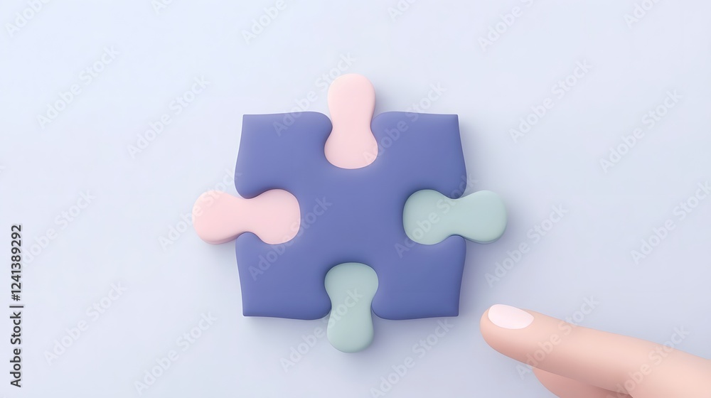 3D Puzzle Piece and Hand Representing Problem-Solving and Teamwork in the Workplace 3D Puzzle Piece and Hand Representing Problem-Solving and Teamwork in the Workplace