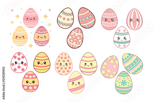 A Bundle of Cute Easter Eggs vector cartoon illustration Easter day