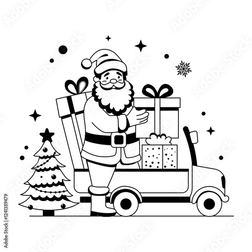 Character based glyph illustration of santa ride 