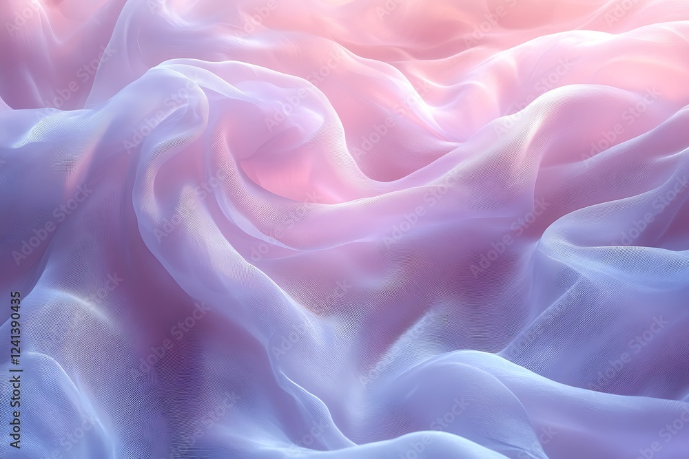 Fototapeta premium Draped pastel sheer fabric soft flowing waves