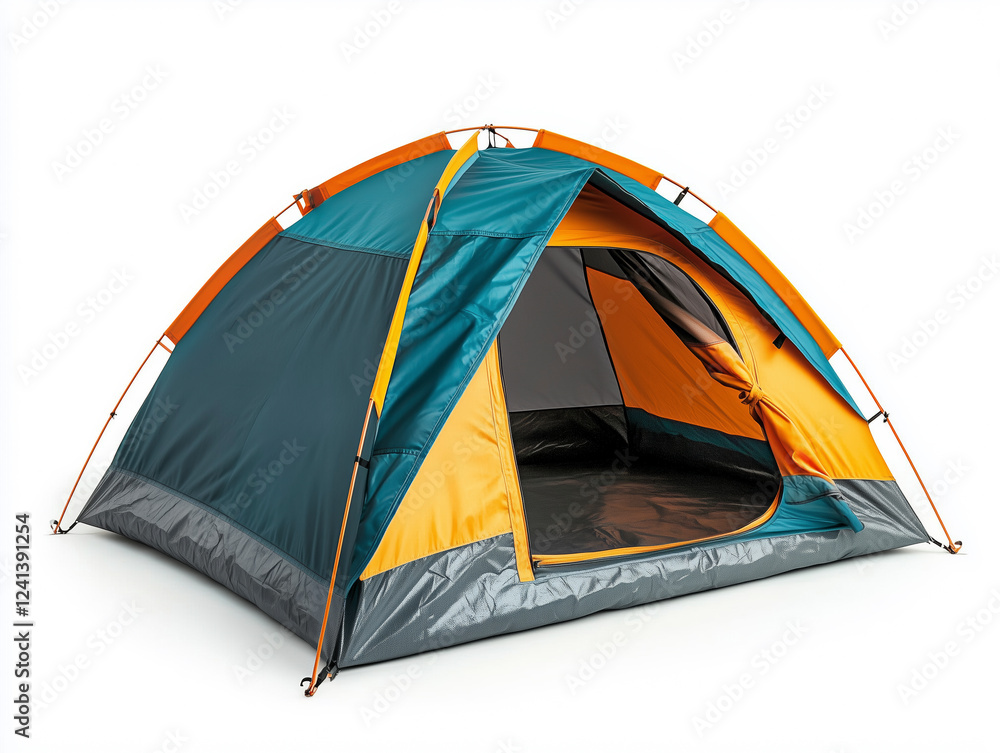 A detailed close-up of a folded camping tent highlighting its textures on a white background. A detailed close-up of a folded camping tent highlighting its textures on a white background.