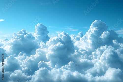 Fototapeta Naklejka Na Ścianę i Meble -  A vast expanse of fluffy white clouds against a blue sky