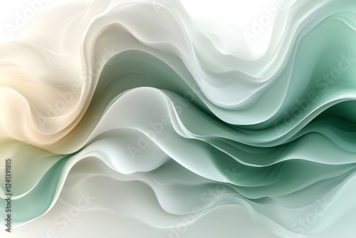 Wallpaper Mural Abstract Green and White Wave Design Torontodigital.ca