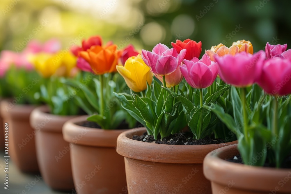 Vibrant tulips adding a touch of spring color to a garden setting