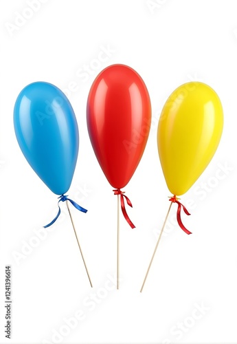 Wallpaper Mural Red Blue Yellow Cute Cartoon Balloon with Stick Torontodigital.ca