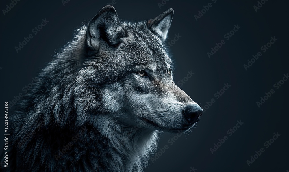 Fototapeta premium wolf on a black background