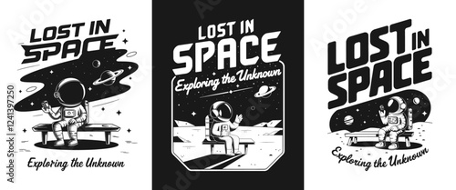 Lost in Space T-Shirt Design - Fun Graphic Featuring an Astronaut Exploring the Unknown, Perfect for Space Enthusiasts and Adventure Lovers!