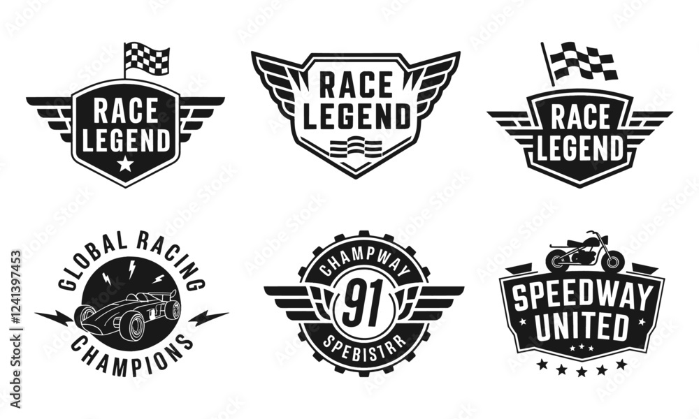 Obraz premium Race Legend T-Shirt Design - Bold Graphic Featuring Racing Emblems and Cars, Ideal for Motorsport Fans and Racing Enthusiasts Celebrating Speed and Victory!