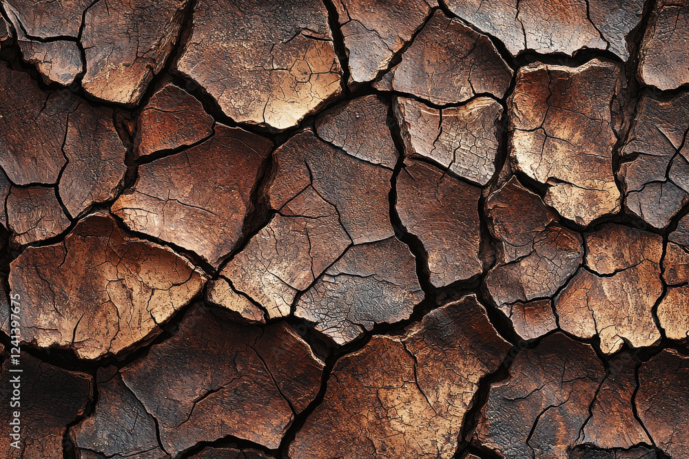 Textured pattern of cracked tree bark in earthy brown tones showcases rustic beauty and natural detail Textured pattern of cracked tree bark in earthy brown tones showcases rustic beauty and natural detail