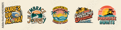 T-Shirt Design Collection Featuring Vibrant Graphics of Surfing, Sunshine, California Dreaming, and Paradise Vibes - Perfect for Beach Lovers and Adventure Seekers Embracing Coastal Lifestyle