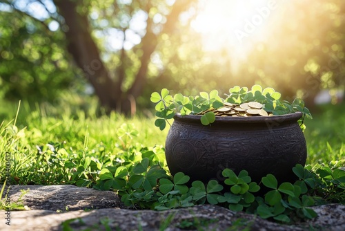 Ceremonial gathering of ancient celtic rituals in sacred spaces image of protection symbols with intricate knots natural environment spiritual viewpoint photo