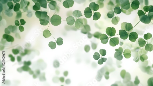 Soft Clover Leaves Floating Gently in the Breeze on a Calm Background of Nature