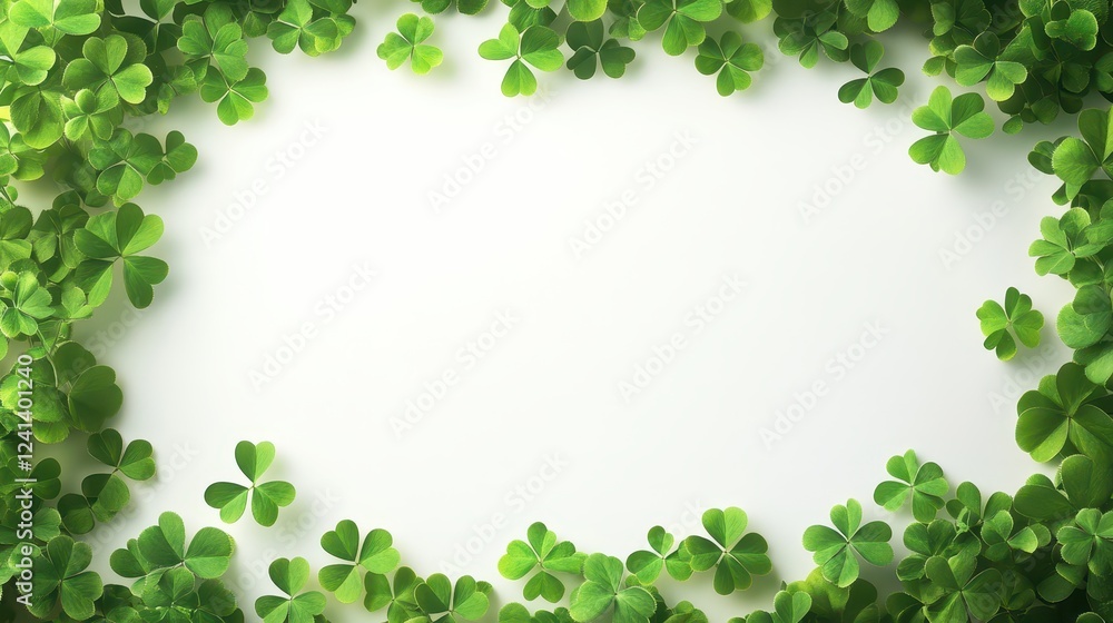 Elegant Border of Clover Leaves Surrounding a Blank Space for Text or Design Elements Elegant Border of Clover Leaves Surrounding a Blank Space for Text or Design Elements