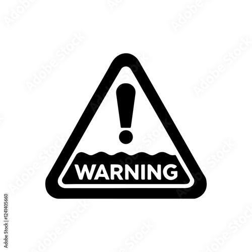 Black triangular or attention warning caution sign with exclamation point or mark icon silhouette vector flat illustration design on white background.