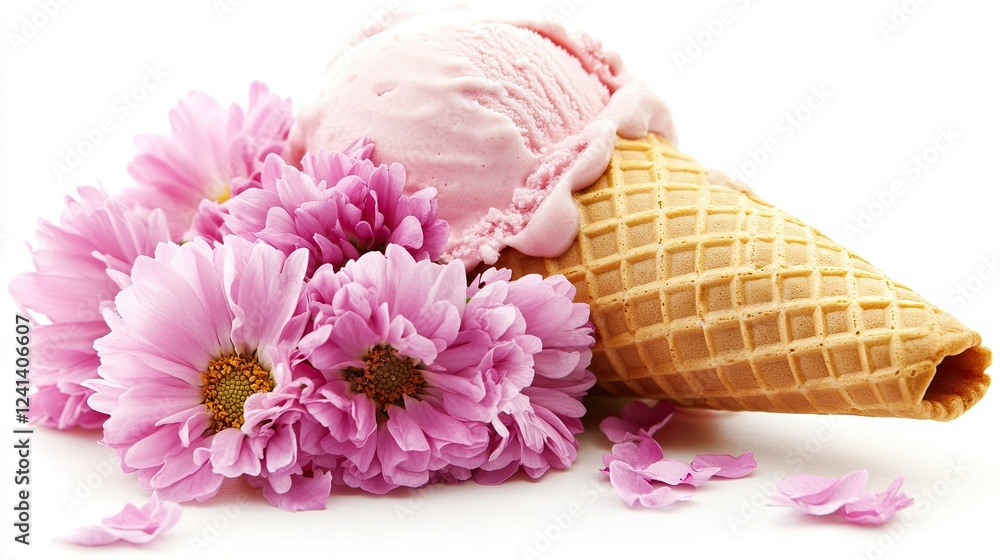 Abstract Angle on Whimsical Ice Cream and Flower Bouquet Abstract Angle on Whimsical Ice Cream and Flower Bouquet