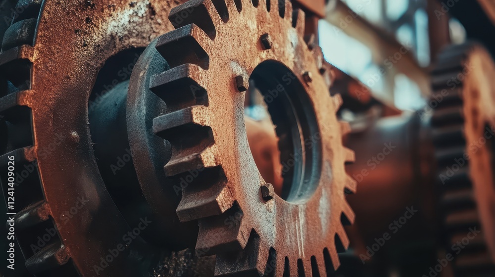 Rusty Gears: A Close-Up of Industrial Machinery Rusty Gears: A Close-Up of Industrial Machinery