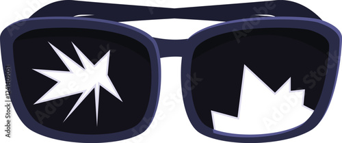 Stylish sunglasses with cracked lenses symbolizing impaired vision and the need for eye protection
