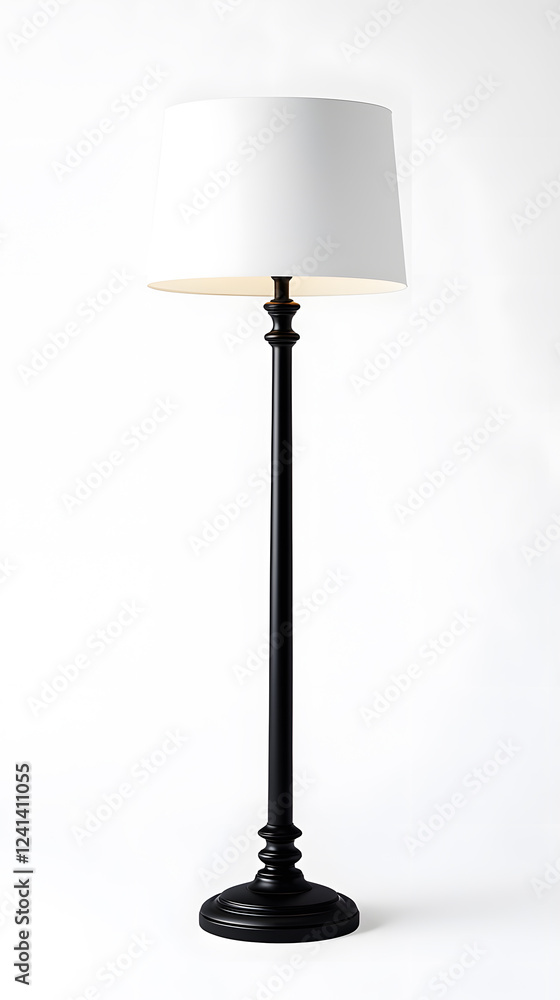 Fototapeta premium Tall slender floor lamp isolated on a white background