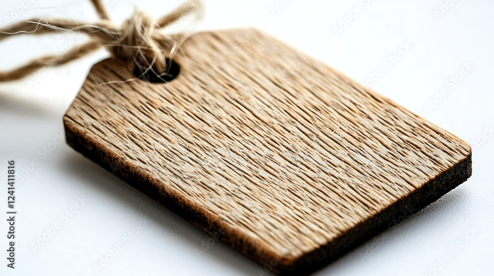 Fototapeta premium A wooden tag with a string hanging from it. generated using AI
