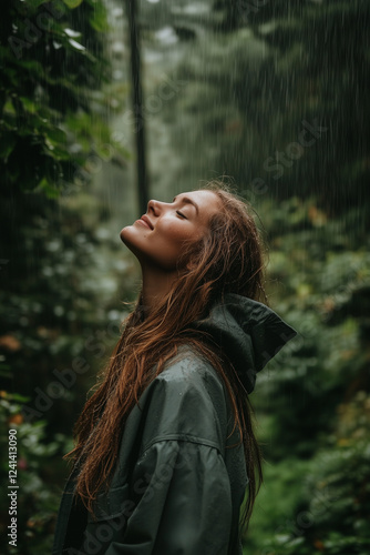 woman in nature looking up