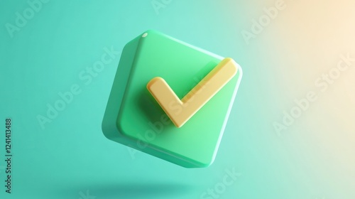 3D rendering of a green checkmark icon.