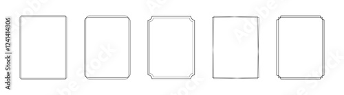 Monochrome simple line frame set vector. Vertical border frame cards.