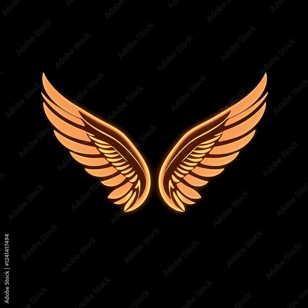 Obraz premium Symbol of freedom with golden wings against a black background. Generative AI