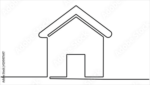 House icon continuous one line drawing. Vector modern architecture of house. Home, house sign line continuous drawing vector