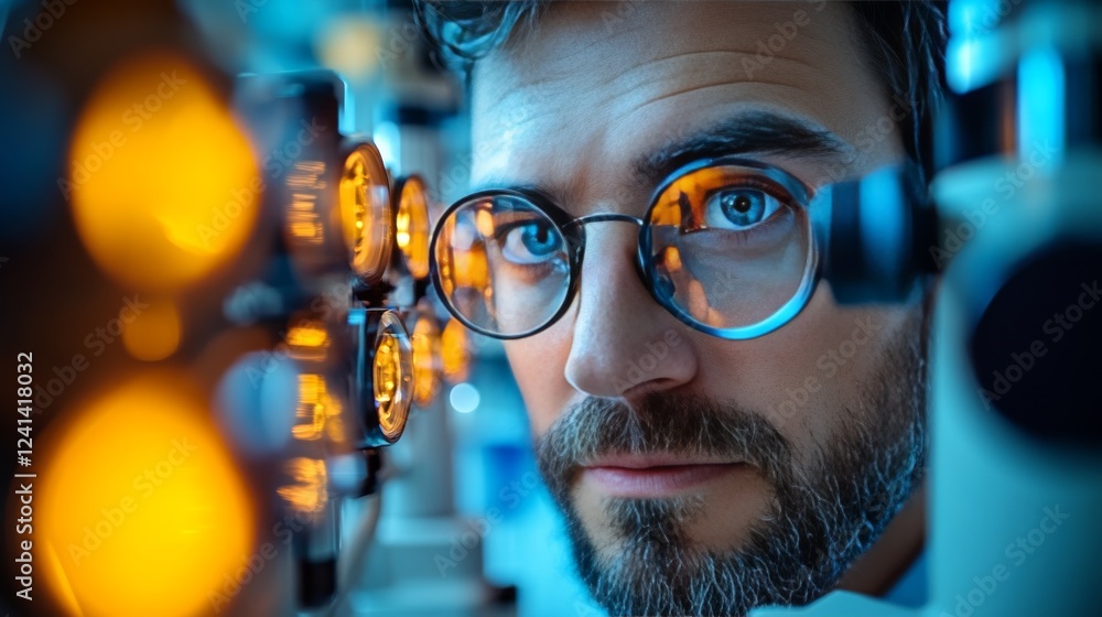 Inside an Eye Clinic: Optometrist Conducting Eye Examination with Precision and Care Inside an Eye Clinic: Optometrist Conducting Eye Examination with Precision and Care