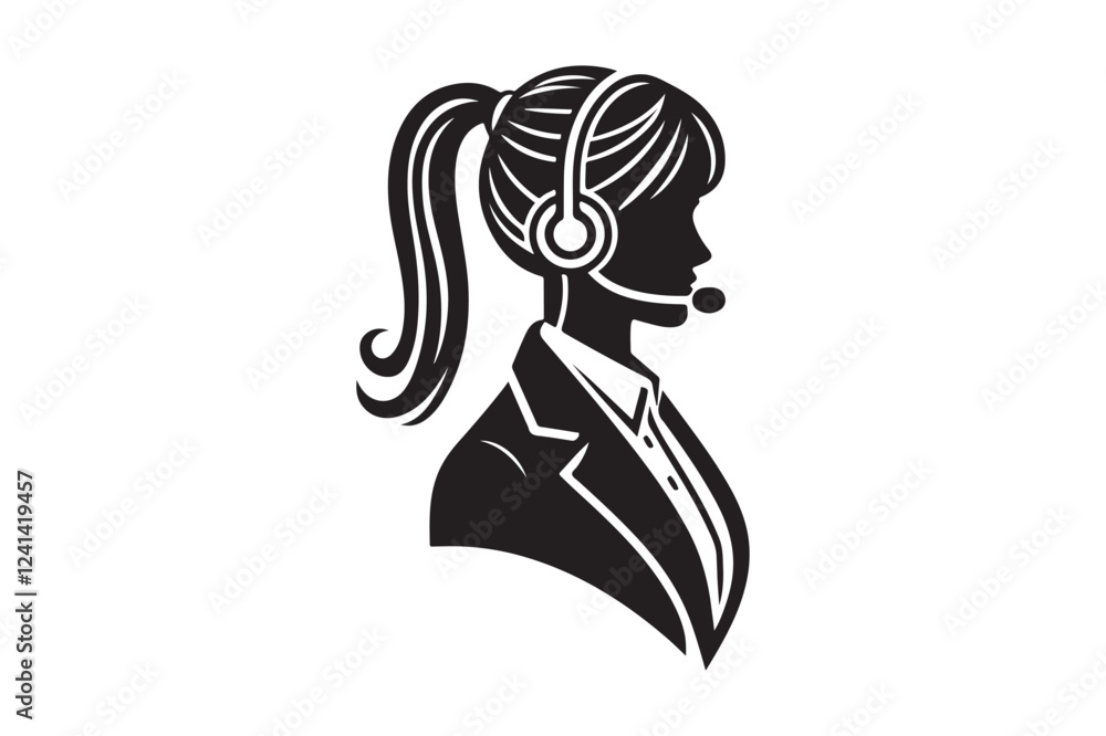 call center agent in profile view silhouette logo call center agent in profile view silhouette logo