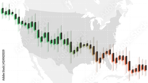 Stock market growth and quotes against the backdrop of the USA map