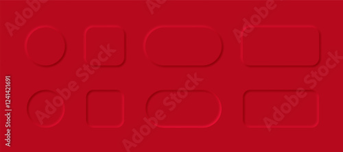 Set of red neumorphic design elements
