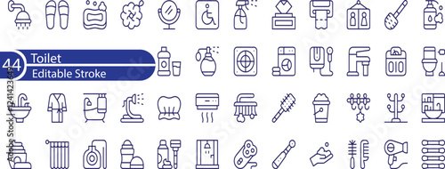 Bathroom related editable stroke outline icon isolated on white background flat vector illustration.