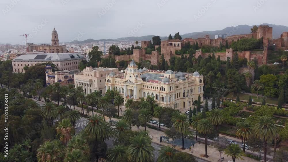 Aerial video the center of Malaga city in Spain Aerial video the center of Malaga city in Spain