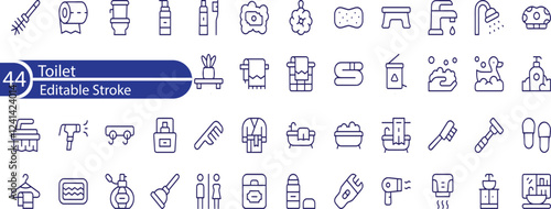 Bathroom related editable stroke outline icon isolated on white background flat vector illustration.