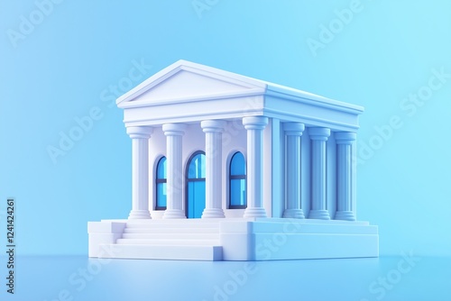 3d Bank Building isolated on background
