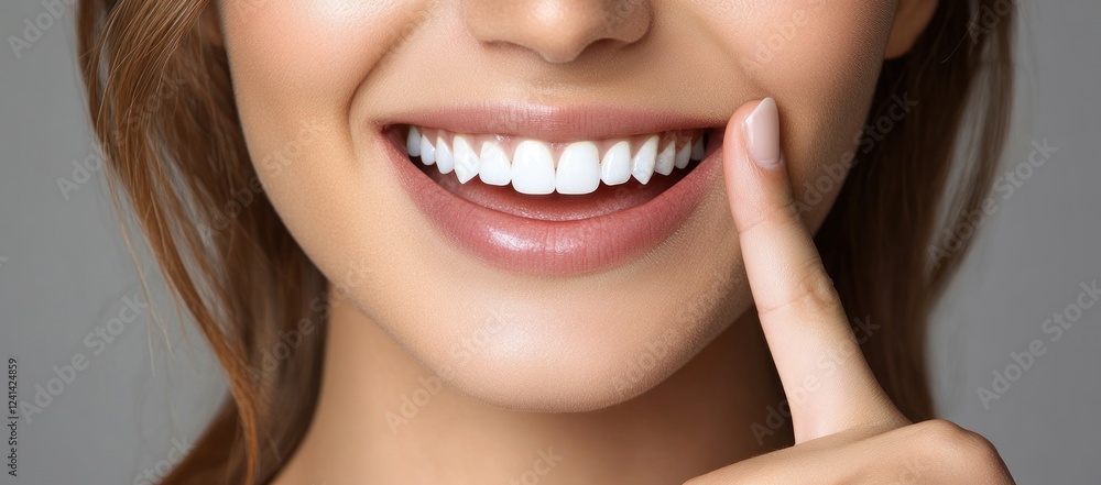 Radiant Smile: A Close-up of a Woman's Bright, Healthy Teeth Radiant Smile: A Close-up of a Woman's Bright, Healthy Teeth
