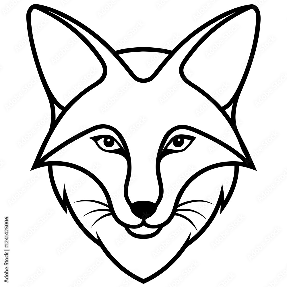 Obraz premium Elegant Fox Head Vector in One-Line Design