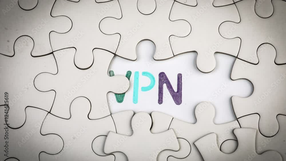 VPN. Revealing the word by removing the puzzle pieces. Stop motion, 4K VPN. Revealing the word by removing the puzzle pieces. Stop motion, 4K