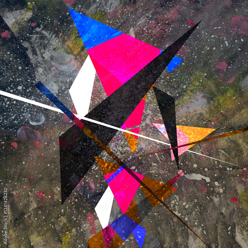 Abstract geometric watercolor retro background