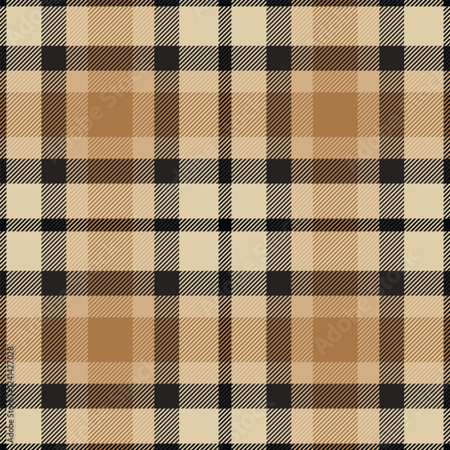 Plaid seamless pattern. Check line. Repeating tartan checks design. Repeated scottish stripe flannel. Scotland fabric prints. Gingham twill lattice. Repeat checkered weave plaids. Vector illustration