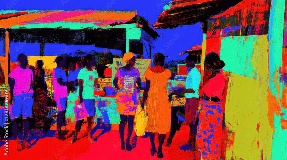 Fototapeta premium Vibrant Campaign Leaflets at Local Market